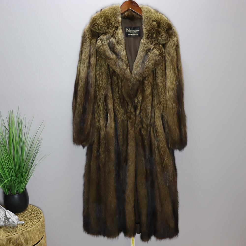 Galanos for Neustadter Vintage Fur Coat NM Model Provenance Sz M